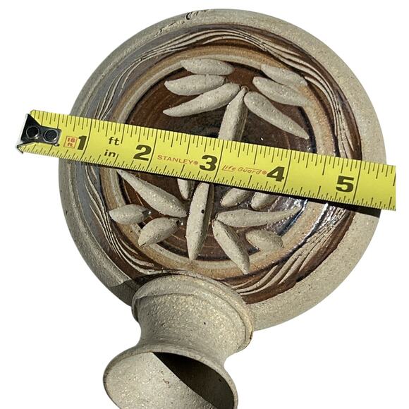 Handmade Flat Bottom Stoneware Vase Signed Mexican‎ Southwestern Earthy Natural - Picture 7 of 13